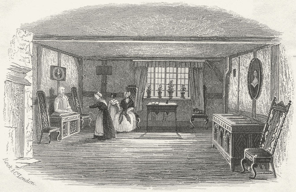 STRATFORD ON AVON. Room Shakespeare born. Stratford c1855 old antique print